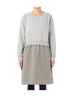 ビジュー付き裏毛ドッキングワンピース/グレー(012)