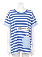 ボンジュールコビービッグポケットボーダーT/ブルー