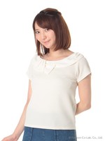 リボン風オフショルプルオーバー/アイボリー