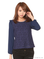 肩フリルレースPO/ネイビー