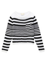 Safilin リネンボーダーニット/ホワイト(001)