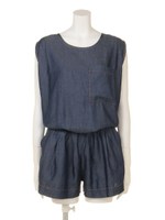 【DOUBLE STANDARD】テンセルデニムロンパース/インディゴ