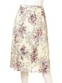 コットンフラワープリントミモレスカート/クリームイエロー