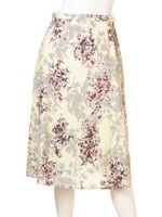 コットンフラワープリントミモレスカート/クリームイエロー