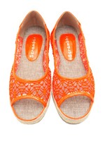 ジュートオープントゥレースサンダル/オレンジ