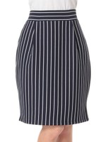 ・ストライプリップルタイトスカート/Navy