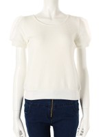 【CEDNIE】袖フラワーオーガンジー切替トップス/ブラック