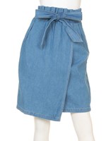 【Chille anap】デニムウエストリボンスカラップSK/SAX