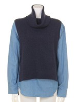 シャツコンビタートルニットプルオーバー/NVY