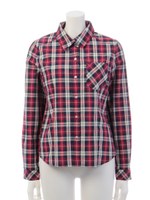 チェックシャツブラウス/レッド