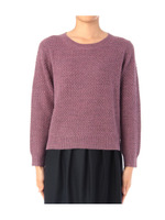 【イタリー糸】ドット透かし編みニットプルオーバー/ネイビー(093)