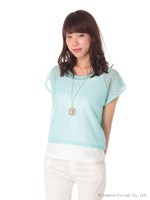 後ろ開き透かしレーストップス/ホワイト