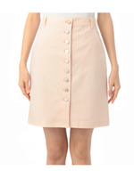 多ボタン麻混タイトスカート/ホワイト(006)