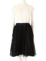 【ECURY】裏毛チュールドッキングワンピース/ホワイト