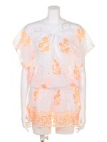 【juliet dunn】 COTTON DEEP V DRESS IN NECK FLOWER PRINT/WHITE