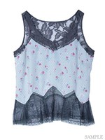 サテン小花柄スリップＴＯＰＳ/ミントベース