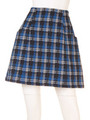 シアーチェック台形スカート/ネイビー