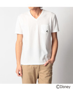 シャドウチェックワンポイントTシャツ(ミッキーマウス)/ホワイト(001)