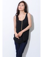 シンプルジョーゼットノースリTOP/WHITE