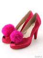ポンポン付サテンパンプス/PNK