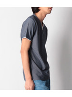 レイヤード風極細ボーダーTシャツ/ホワイト(002)