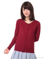 ・ウォッシャブル加工クルーカーディガン/Green