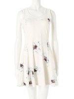 【ECURY】シアービッグフラワーフレアワンピース/パステルイエロー