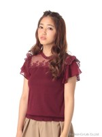 デコルテ切替カットソー/ホワイト