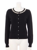 パール調ビーズカーディガン/ミディアムグレー