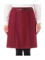 ベルト付きレース使いミディ丈スカート/ワインレッド(063)