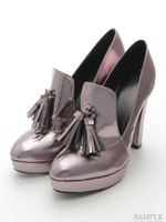 メタリックタッセルパンプス/GY