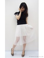 小花チュールレーススカート/ベージュ