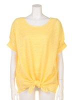 前結びシースルーボーダープルオーバー/イエロー