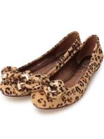 JEFFREY CAMPBELL レオパードリボンフラットシューズ/ライトベージュ(051)