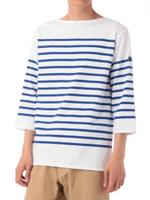 SAINT JAMES マリンボーダー七分袖プルオーバー/ブルー系(392)