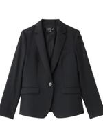 [L]ウール混ステッチジャケット/ブラック(019)