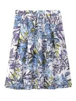 [L]ボタニカルプリントスカート/オリーブグリーン(126)