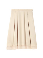 [L]レイヤード風ミモレ丈プリーツスカート/ナチュラル(050)