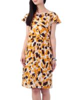 かすれタッチ柄ワンピース/オレンジ(167)