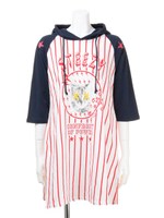 スティージーキャットラグランパーカワンピ/アカ