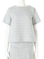 ツイードフレアトップス/サックス