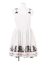 ドットプードル胸リボンＯＰ/ピンク