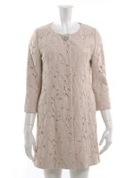 ノーカラーレースコート/ピンクベージュ