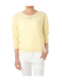 ビジュー使いタック編み七分袖ニット/イエロー(032)