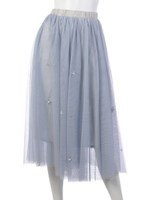 ビジュチュールスカート/ホワイト