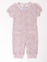 フラワーブーケ柄前開きカバーオール/ピンク