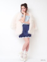 レースサテンタイトスカート/NAVY