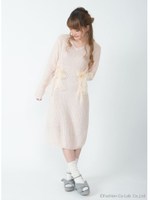 ロングニットワンピース/ベージュ