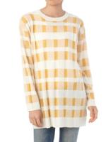 格子柄編みニットプルオーバー/レモンイエロー(231)