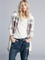 民族調刺しゅうロングニットカーディガン/ピンクゴールド(105)